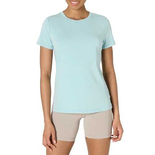 Amazon Essentials Women's Active Soft Cotton Regular Fit Crewneck Short Sleeve Lightweight Yoga Workout T-Shirt