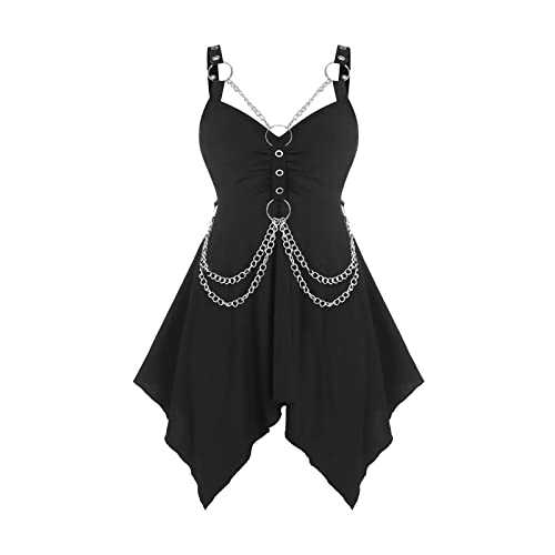 HAOLEI Gothic Clothes for Women UK Sale Clearance,Y2K Steampunk Tops Vintage Medieval Victorian Shirts Strappy Goth Retro Punk Y2K Prom Party Sleeveless Tank Tops Vest Fancy Dress Halloween Costumes