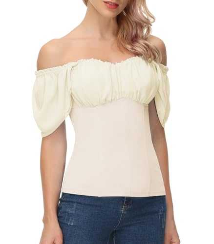Scarlet Darkness Women Renaissance Shirt Off Shoulder Flutter Short Sleeve Top Summer Square Neck Peasant Blouse