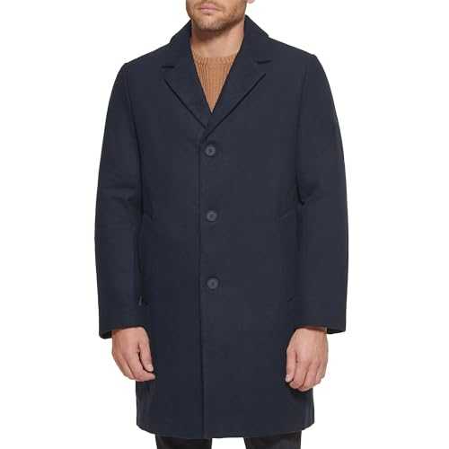 DKNY Men's Wool Blend Notch Collar Coat Jacket