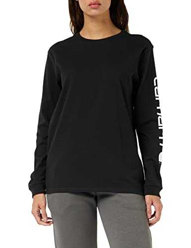 Carhartt Women's Loose Fit Heavyweight Long Logo Sleeve Graphic T-Shirt Work Utility