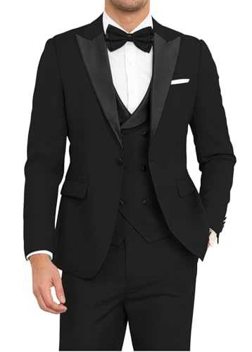 Tuxedo for Men 3 Piece Suit Men Slim Fit Double Breasted Suit for Men Wedding Suits Groom Prom Tuxedo with Tie