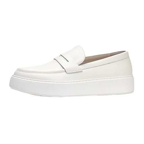 Mens Fashion White Comfort Business Oxfords Dress Shoes Leather Lined Classic Slip On Loafers Shoes