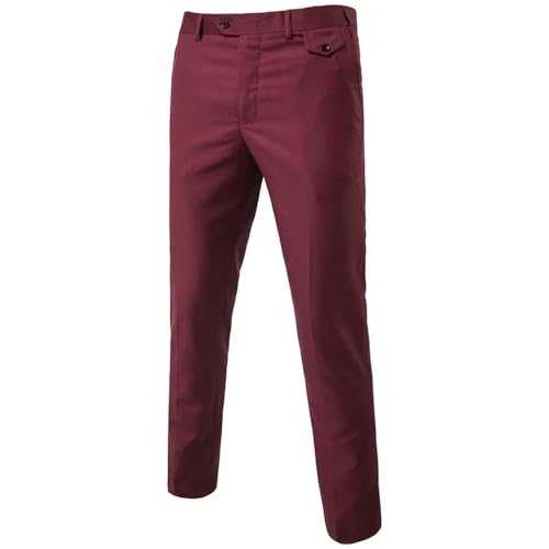 ZBDP Purple Slim Fit Straight Dress Pants Men Formal Office Flat-Front Trousers Mens Business Wedding Suit Pants Male