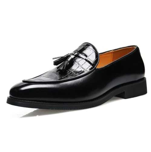 SFSSWSRYDF Mens Crocodile Printed Tassel Dress Shoes Slip-on Penny Loafer Brogue Business Moccasin Wedding Shoes