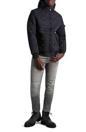 KARL LAGERFELD Men's Bomber Diamond Quilt with Rib Knit Trims Jacket