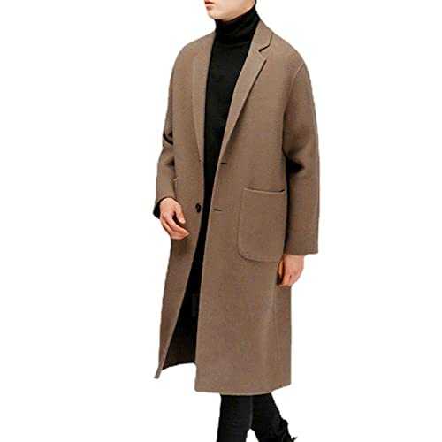 Mens Overcoat Long Coat Mens Coat Winter Overcoat Wool Coat Business Leisure Mens Coat Lapel Long Trench Coat Jackets Mens Winter Slim Fit Woolen Coat Business Overcoat Long Windbreaker Jackets