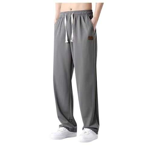Mens Cargo Trousers Chino Pants Wide Straight Leg Trousers Bottoms Sweat Pants Elasticated Waist Drawstring Walking Trousers Mens Tracksuit Bottoms Plus Size Sweatpants Mens Cargo Trousers