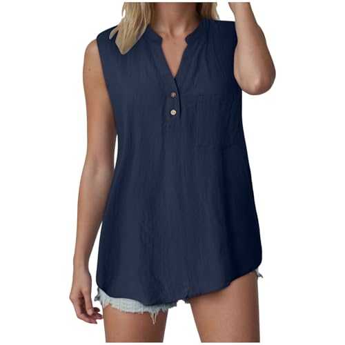 Ladies Blouses Loose Fit Casual Tee Shirts Puff Short Sleeve Longline T-Shirts Summer V Neck Button Down Shirt Women Solid Color Loose Breathable Comfortab Blouse for Holiday Vacation Going Out