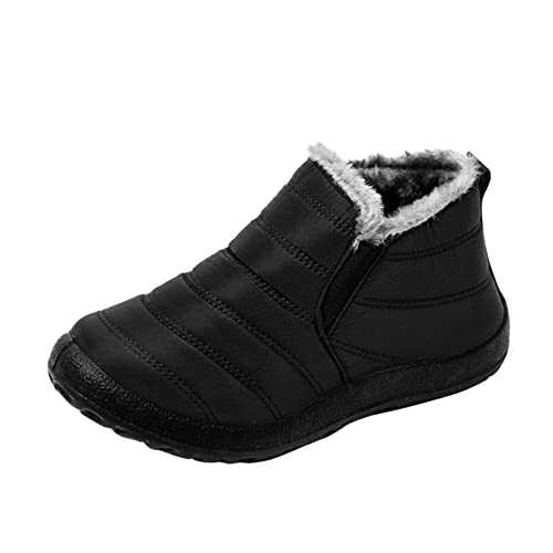 PAIDAXING Mens Womens Winter Snow Boots Warm Fur Lined Waterproof Ankle Boots Anti Slip Shoes Slip On Comfy Booties for Outdoor UK Size 4.5-8.5