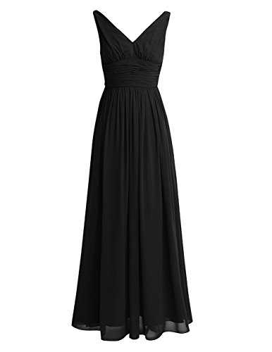 iiniim Women Ladies Elegant Deep V Neck Pleated Chiffon Bridesmaid Long Evening Prom Ball Gown Dress