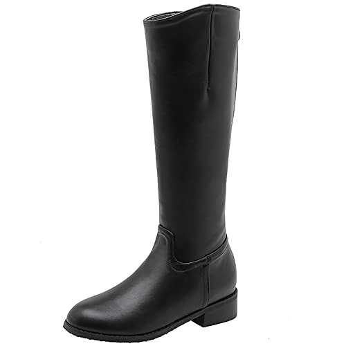 Women Mid Heel Classic Winter Knee High Zip Equestrian Boots