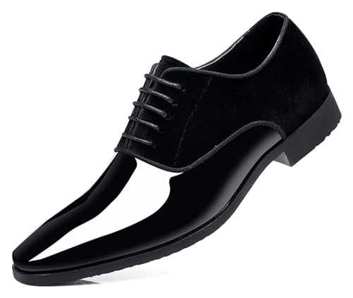 Men's Vintage High Gloss Dress Shoes Patent Leather Suede Oxford Formal Business Suit Tuxedo Shoes Men's Loafers