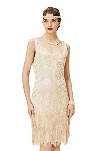 BABEYOND Women's Flapper Dresses V Neck Dress Classic