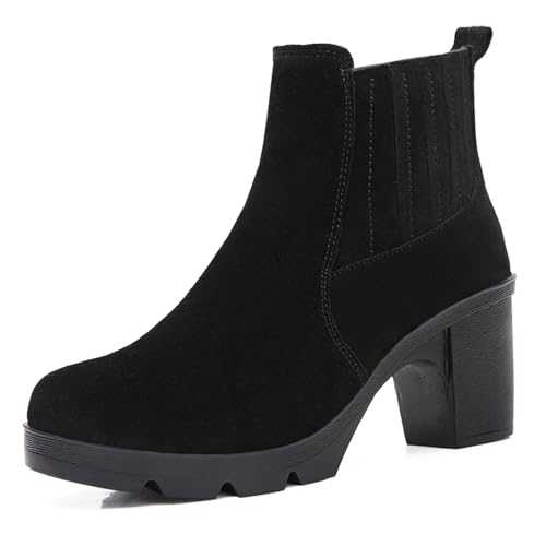 DADAWEN Women's Slip-On Ankle Chelsea Boots