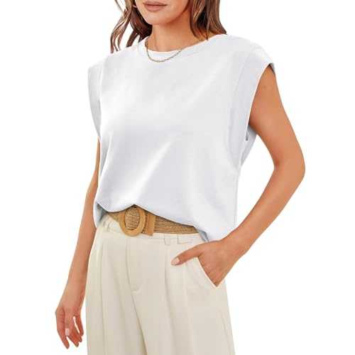 Womens Summer Cap Sleeve Tank Top Soft Crew Neck Solid Casual Loose Fit Basic Tee Shirt Fashion Outfits