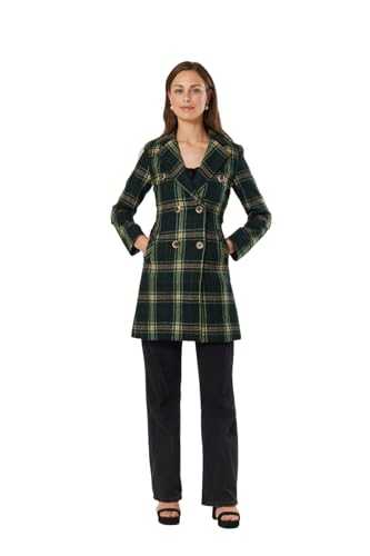 Sheen Clothing Winter Wool Blend Coats for Women, Double Breasted Notched Lapel, Winter Outwear I Davia Coat