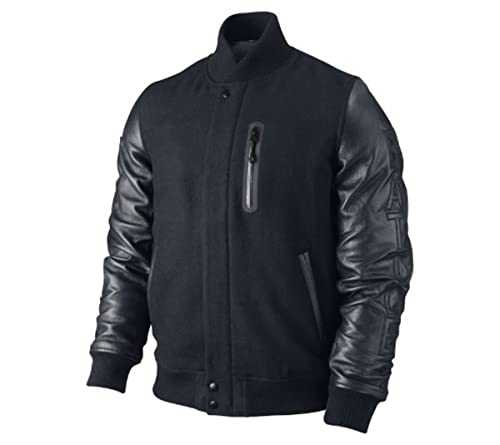 MAXDUD Men’s Varsity Kobe XXIV Battle Jacket Destroyer, Letterman Bomber Faux Leather Sleeves Casual Jacket
