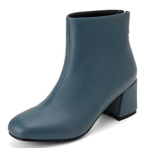 Mo Joc Women Block Heel Ankle Boots with Back Zip