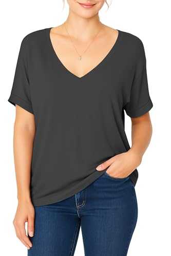 Re Tech UK Womens Oversize Fit V Neck Top Ladies Baggy Plus Size Batwing Turn Up Sleeve Casual T-Shirt Sizes 8-26