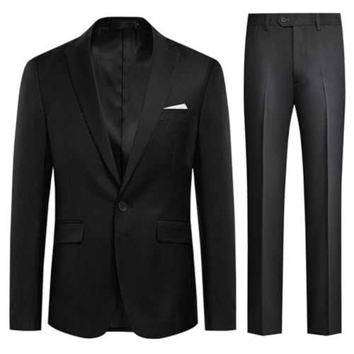 Allthemen Mens 2 Piece Slim Fit Suit for Wedding Dinner Business Tuxedo Jacket Trousers