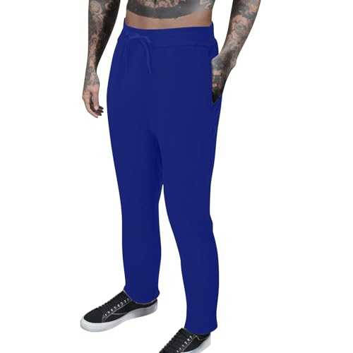 IQYU Tracksuit Bottoms Mens Joggers Elasticated Waist Trousers for Men Sweatpants Men Stretch Fit Solid Color Lightweight Walking Trousers Casual Straight Leg Joggers Regular Fit Trousers