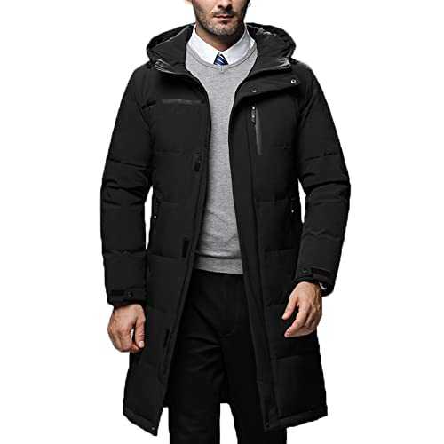 Bestgift White Jacket Men's Ski Lined with Wool Coat