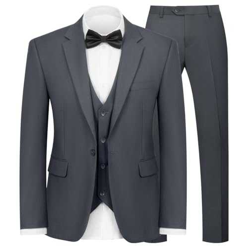 WYWK Men's 3-Piece Suit Slim Fit Suit Jacket Single Button Prom Banquet Wedding Suit Jacket Vest Pants and Bow Tie Set
