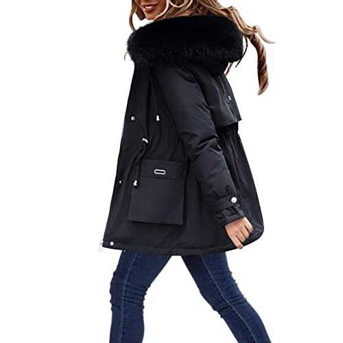 Women Fleece Jacket Women Plus Size Daily Winter Coat Lapel Collar Long Sleeve Jacket Vintage Thicken Coat Jacket Warm Hooded Thick Padded Outerwear Vest Trench