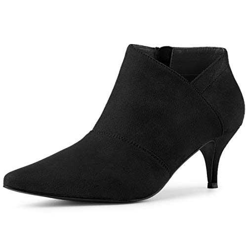 Allegra K Women's Pointed Toe Kitten Heel Cutout Ankle Boots