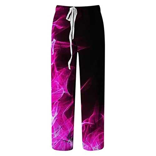 Rrongwn Linen Trousers Men's Long Lightweight 3D Print Summer Trousers for Men Beach Trousers Holiday Everyday Linen Trousers Wide Yoga Trousers Long Casual Trousers Leisure Suit Sleep Trousers Wide