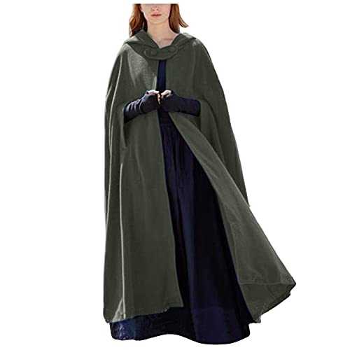 Women's Hooded Long Cape Winter Vintage Overcoat Fashion Button Cloak Woolen Coat Women's Fall Jackets
