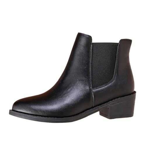 Memmyly Women's Ankle Boots with Heel, Motorcycle Boots, Small Heel Mini Boots for Women, Leisure, Summer Boots, Gothic Boots, Slip-On Riding Boots, Short Shaft Ankle Boots