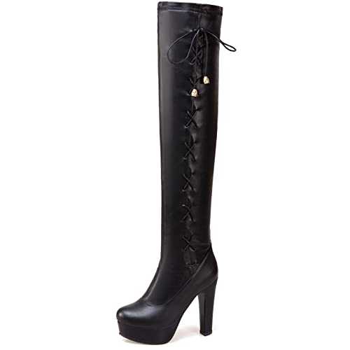 Women Block Heel Winter Party Dance Fashion Over The Knee Stretch Boots Slip On