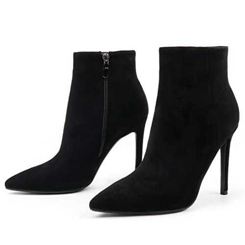 HECATER Ankle Boots for Women Stiletto High Heel Pointed Toe Boots with Zipper
