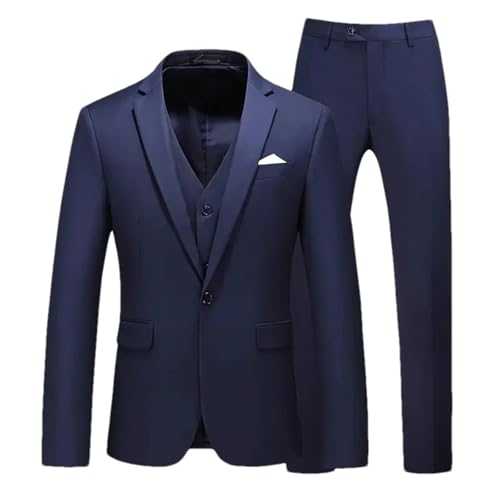 Men's 3-Piece Business Suit – Fashion Blazer Coat Jacket Pants Trousers Vest Single Breasted Party Set