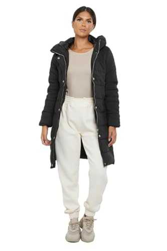 janisramone® Hooded Quilted Jacket Womens, Full Sleeves Padded Puffer Jackets Women, Bodywarmer Winter Jackets for Women UK Longline Quilted Coats for Women UK, Zipper Ladies Puffer Coat with Hood