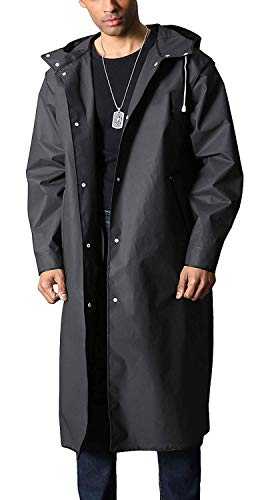 Memoryee Men's Raincoat Waterproof Reusable Hiker Rain Poncho with Hood Long Multi Jacket Urban Outdoor