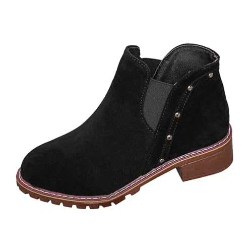 WILLBEST Winter Boots for Women UK Cowboy Ankle Boots Western Casual Cowgirl Wide Calf Comfy Boot Flats Heels Zip Military Biker Booties Shoes