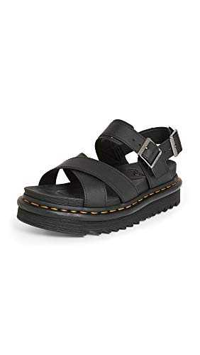 Dr Martens Womens Cross Strap Sandal Sneaker, Black Hydro Leather, 6 UK