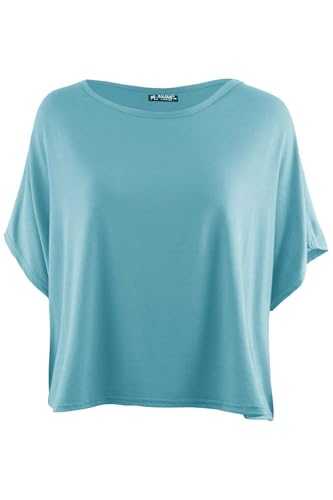 MBN Womens Ladies Short Sleeve Batwing Round Neck Oversized Baggy Casual Top T Shirt