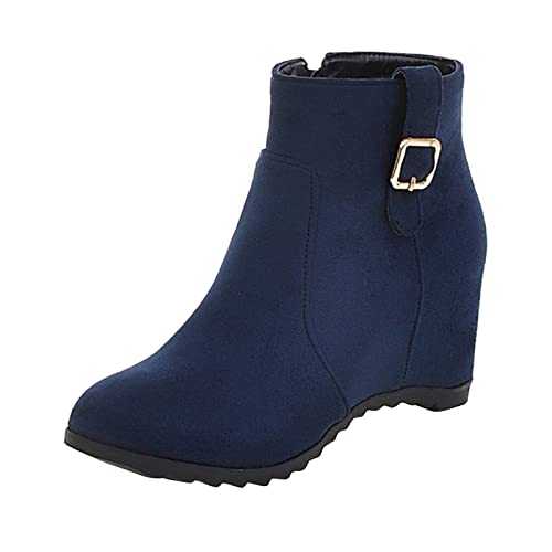 Berimaterry Women's Ankle Boots with Side Zip and Low Small Heel Women's Ankle Boots Suede Platform and Chunky Heel