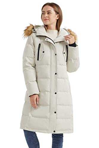 Orolay Women's Insulated Down Coat Winter Quilted Comfort Jacket Medium Puffer Coat with Faux Fur Hood