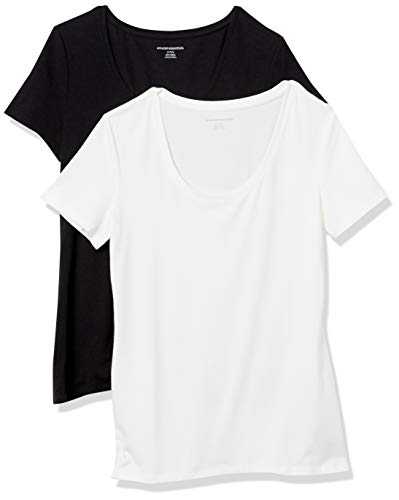Amazon Essentials Women's Regular-Fit Short-Sleeve Scoop Neck T-Shirt (Available in Plus Size), Pack of 2