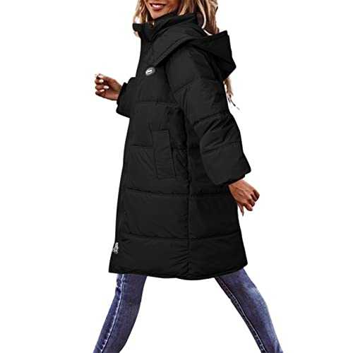 Womens Winter Long Padded Jacket - Waterproof Parka Jacket, Lightweight Ladies Maxi Puffer Coat, Hooded Thickened Down Coats Warm Outerwear, for Outdoors, Walking