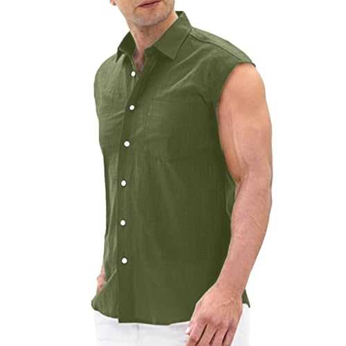 RUMAOZIA Linen Vest Men's Vest Top Cardigan Vest For Men Retro Linen Suit Vest Linen Shirt Summer Sleeveless Traditional Shirt Plain Casual Linen Cardigan Streetwear