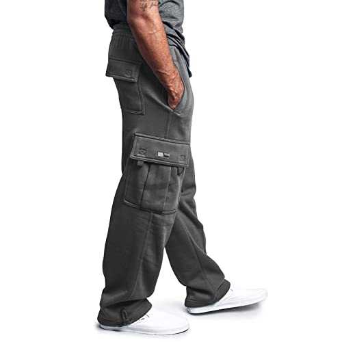 NOAGENJT Men's Rope Loosening Waist Solid Color Pocket Trousers Loose Sports Trousers Boy Cotton Trousers Mens for Work Mens Elasticated Trousers Cargo Combat Work Pants