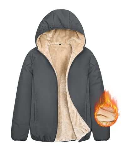 CMTOP Winter Hoodies for Women Fleece Lined Short Women's Coats Warm Padded Hood Coat Plush Thermal Sweatshirt Zip Up Jacket Sherpa Fuzzy Outerwear Thick Laides Plain Hoodie