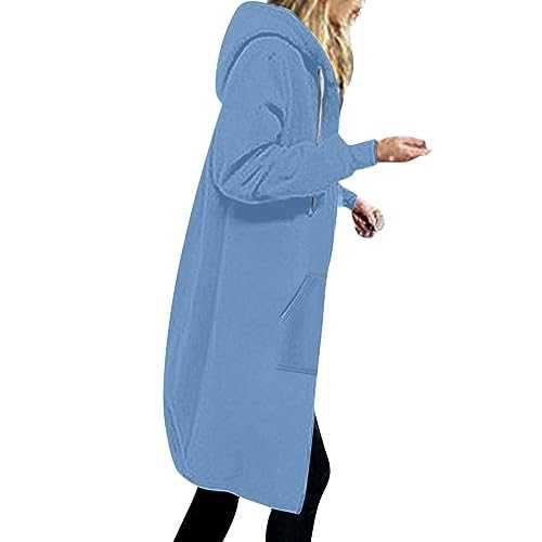 ZzCityTK Women Zip Up Hoodie Plus Size Winter Warm Trench Coat Full Zip Up Hoodie Comfortable UK Size Coats Jackets Knee Length Tunic Sweatshirts Casual Long Sleeve Comfy Hooded Jackets Christmas