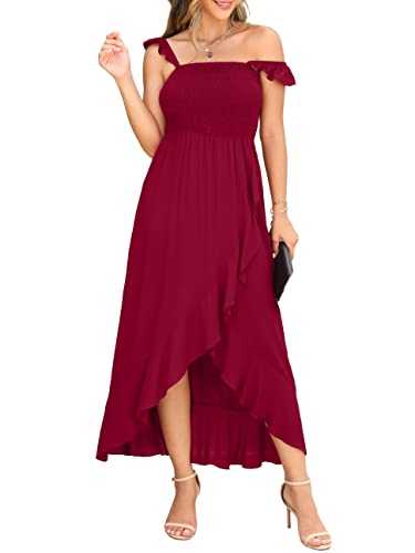 GRECERELLE Womens Summer Beach Cami Maxi Dress - Smocked Bust, Backless, Elastic Waist for Curves - Perfect Casual Party Bohemian Flowy Long Spaghetti Strap Dresses for Holidays Beach